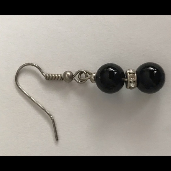 New Handmade by Artist Earrings Blue Beads Faux Diamonds - Picture 3 of 16